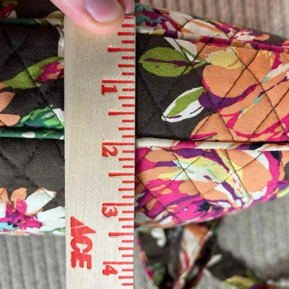 Vera Bradley Plum Crazy Floral Quilted Cotton Crossbody Bag Brown Purple Pink